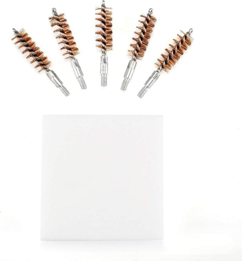 BOOSTEADY 5 Pcs Phosphor Bristle Bronze Bore Gun Cleaning Brush for Pistol Shotgun with 50 Professional Square Patches Multi-Caliber - Image 3